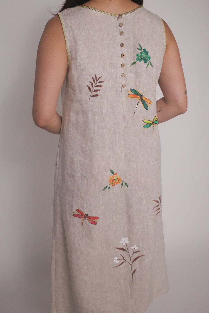 Hand-Painted 100% Linen Dress