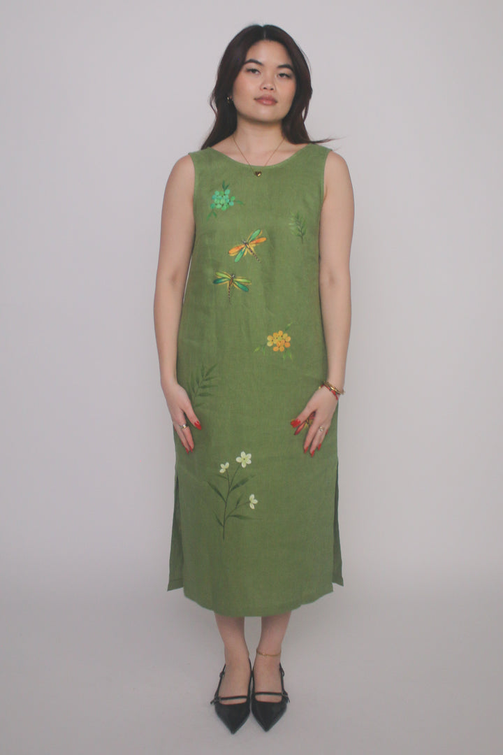 Hand-Painted 100% Linen Dress