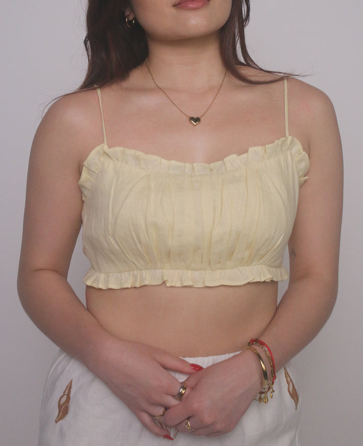 100% Linen Ruffle Bralette