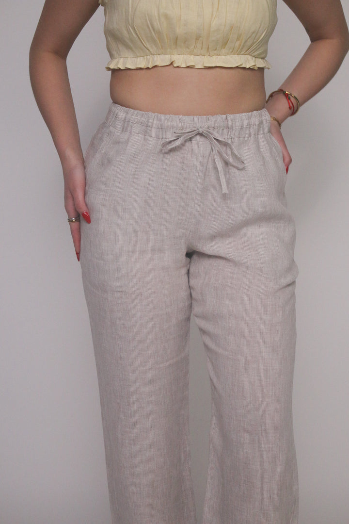 Maddy 100% Linen Drawstring Pants