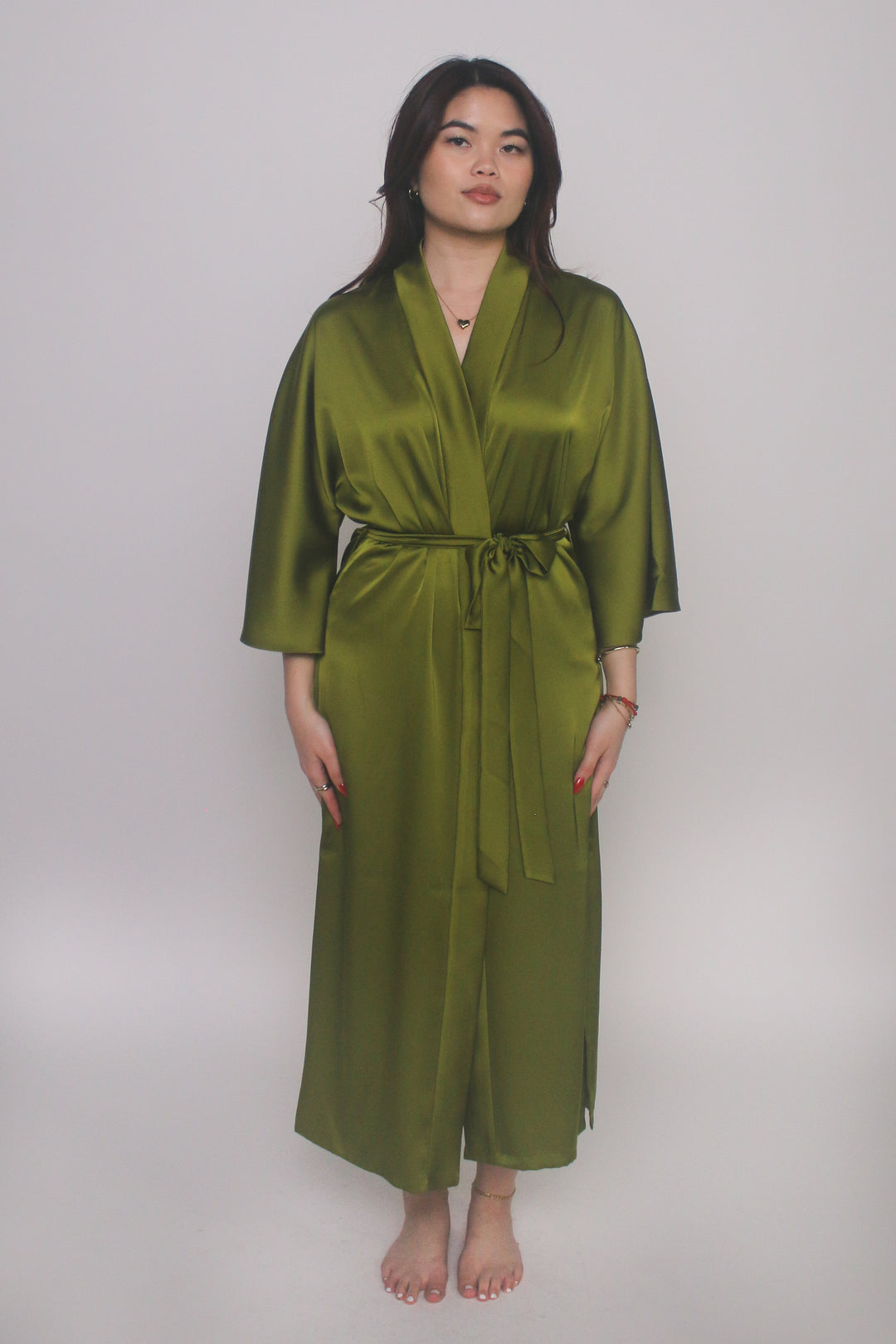 All Bodies Luxe Satin Silk Kimono Robe