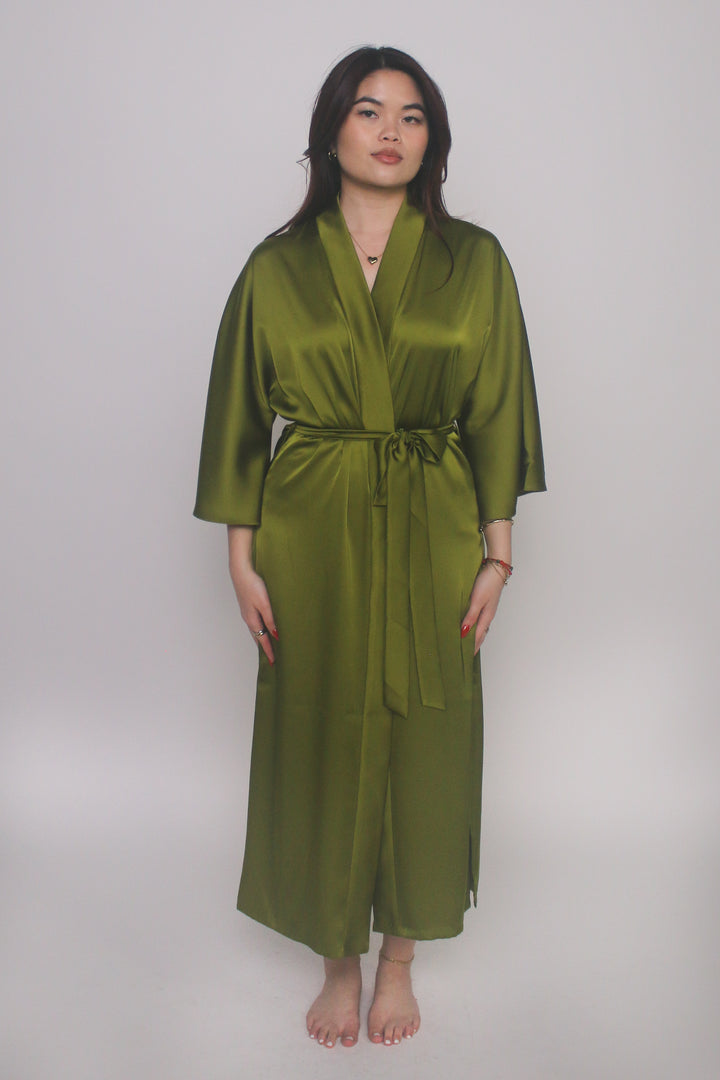 All Bodies Luxe Satin Silk Kimono Robe