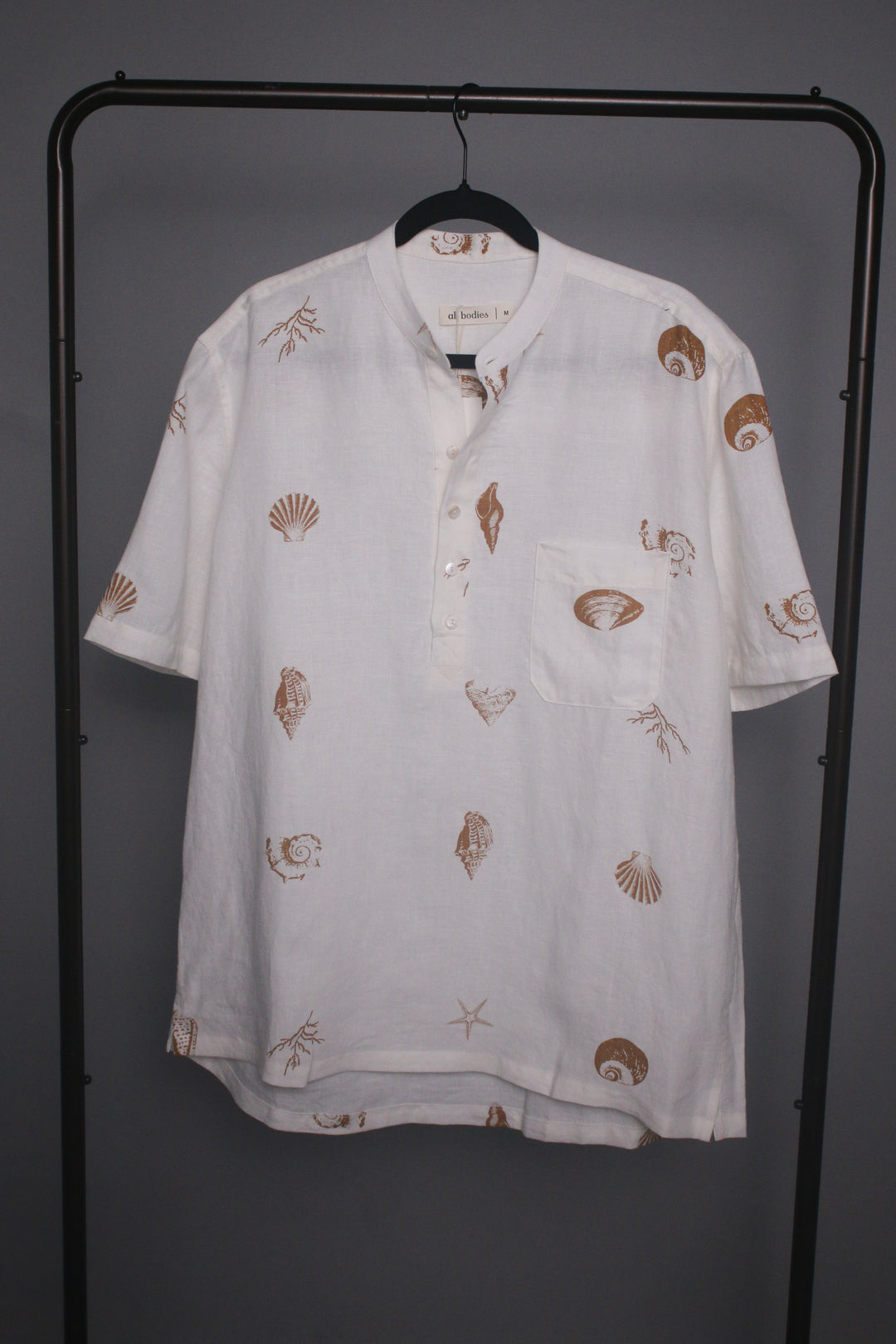 Men's Band Collar 100% Linen Shirt