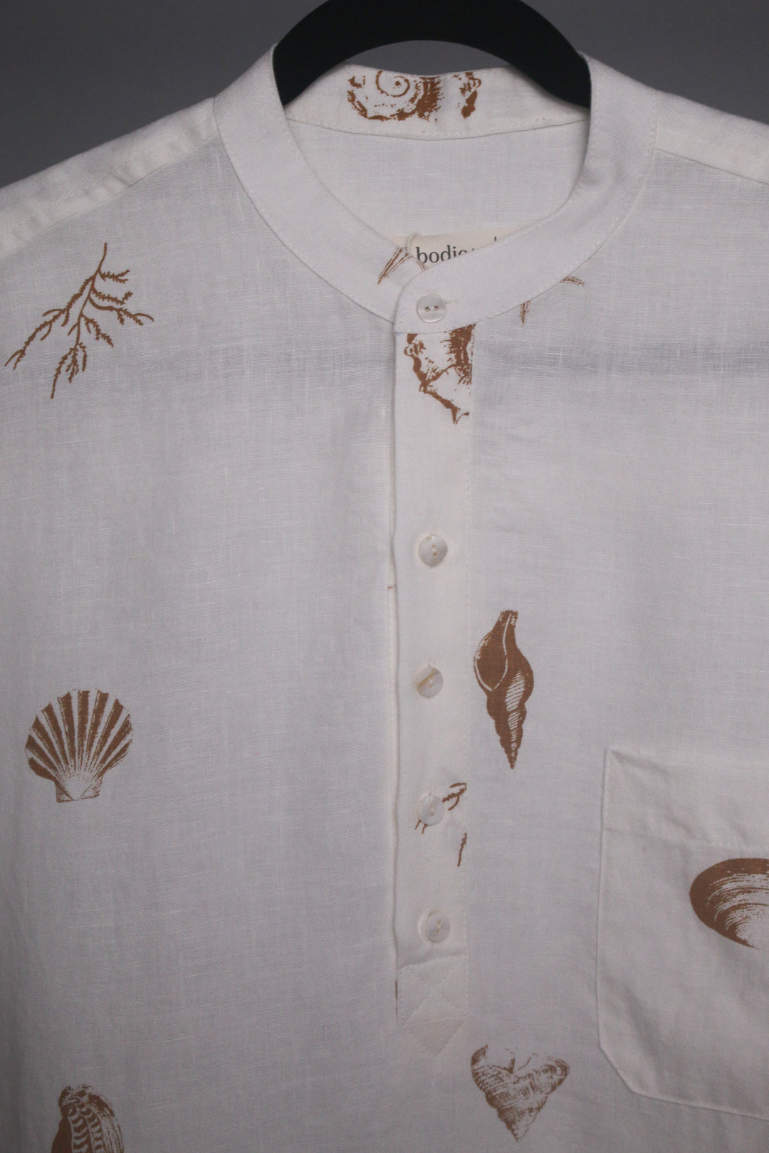 Men's Band Collar 100% Linen Shirt