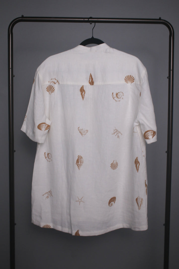 Men's Band Collar 100% Linen Shirt