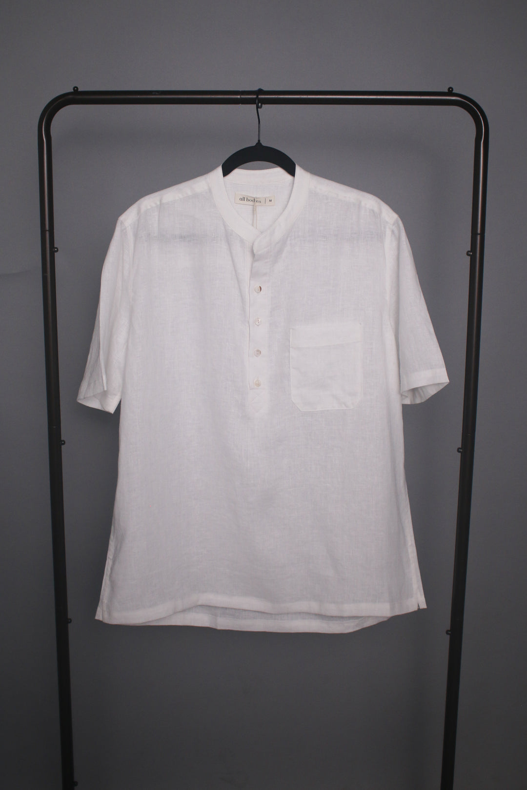 Men's Band Collar 100% Linen Shirt