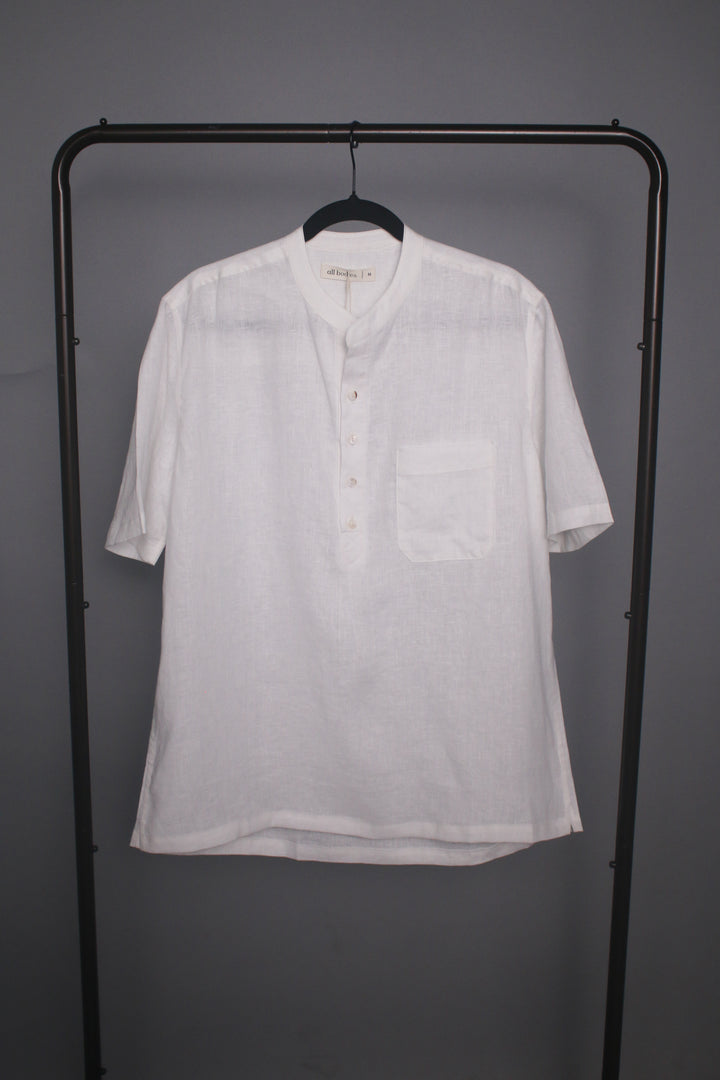 Men's Band Collar 100% Linen Shirt