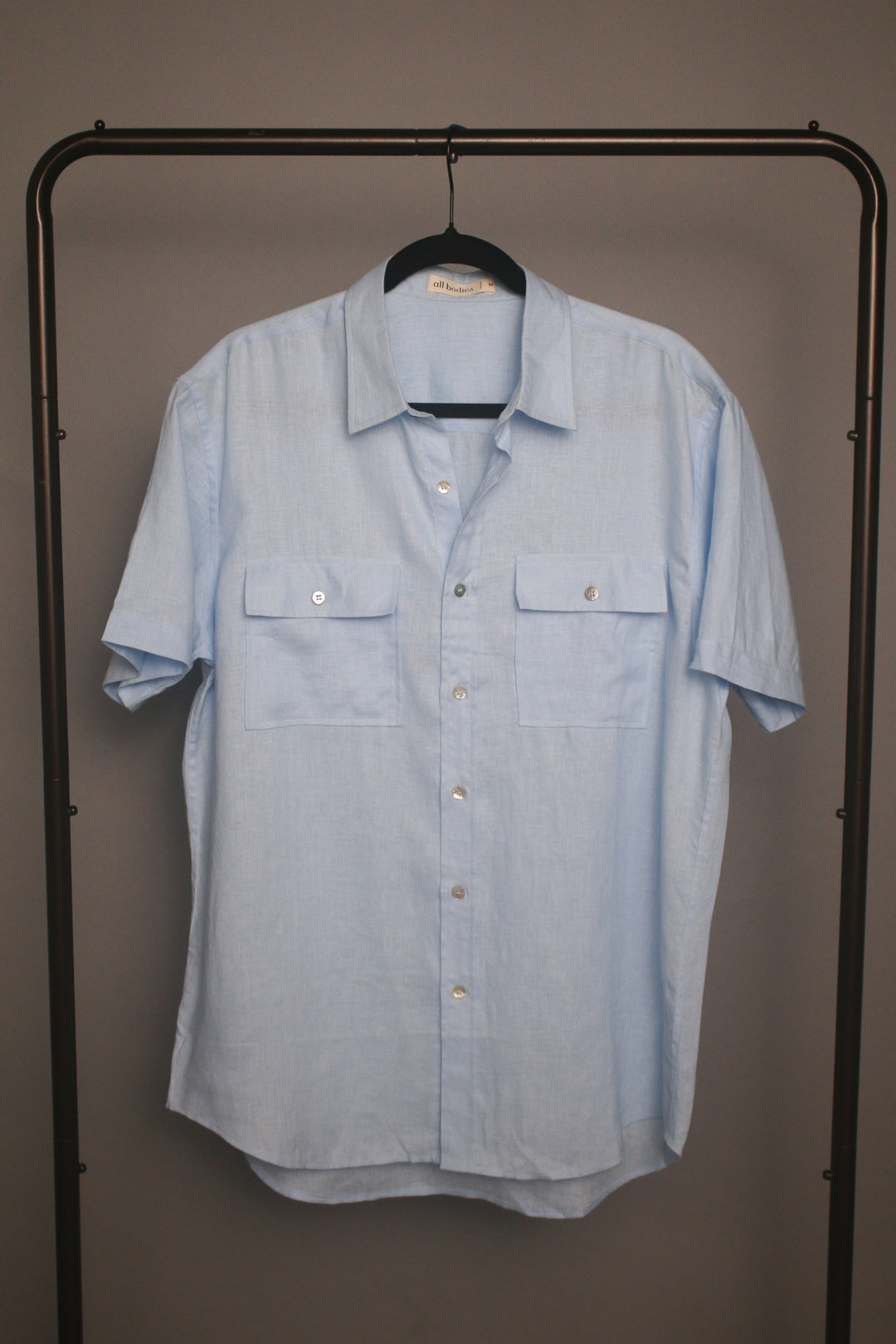 Men's 100% Linen Chest Pocket with Button Flaps Shirt