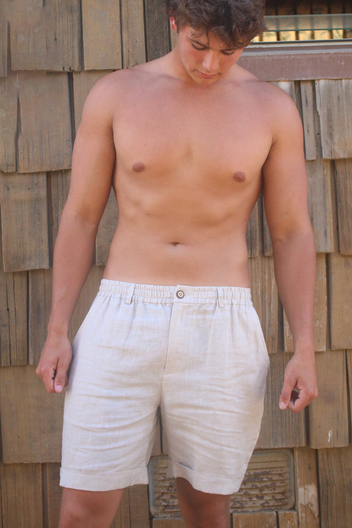 Men’s 100% Linen Relaxed Button Shorts