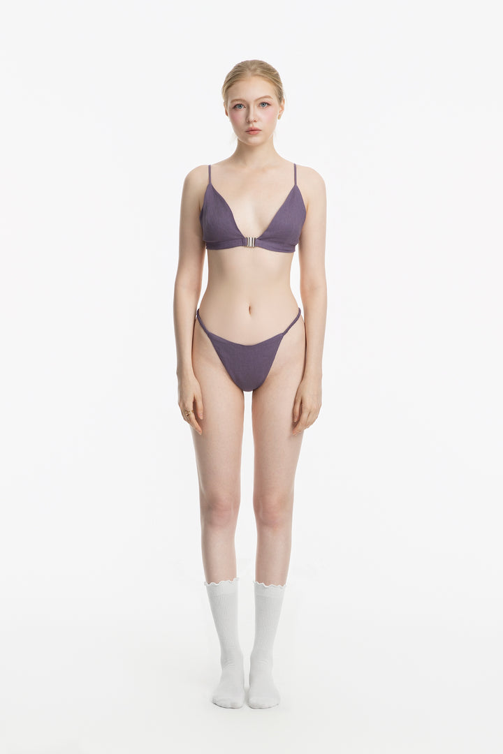 Linen Triangle Bralette & Thong Set | 100% Flax Linen (Jasmine Set)
