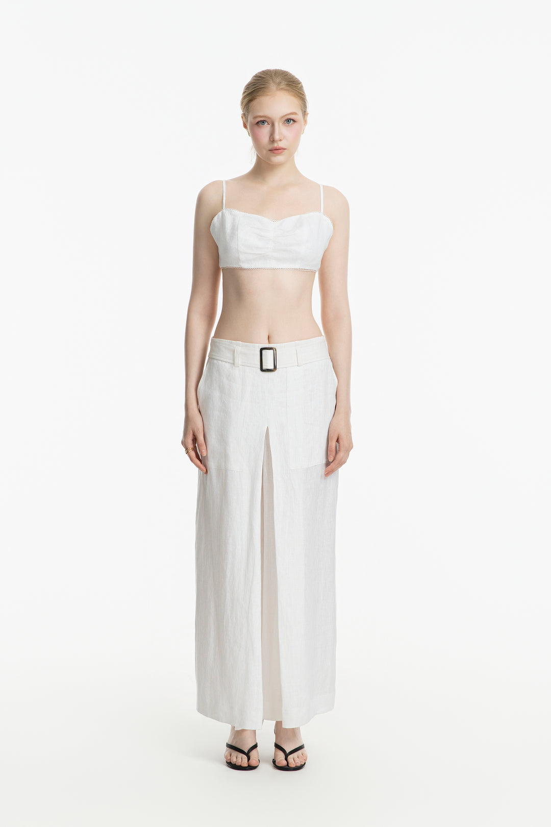 Women's Wide-Leg Belted Trouser | 100% Flax Linen (Adele)