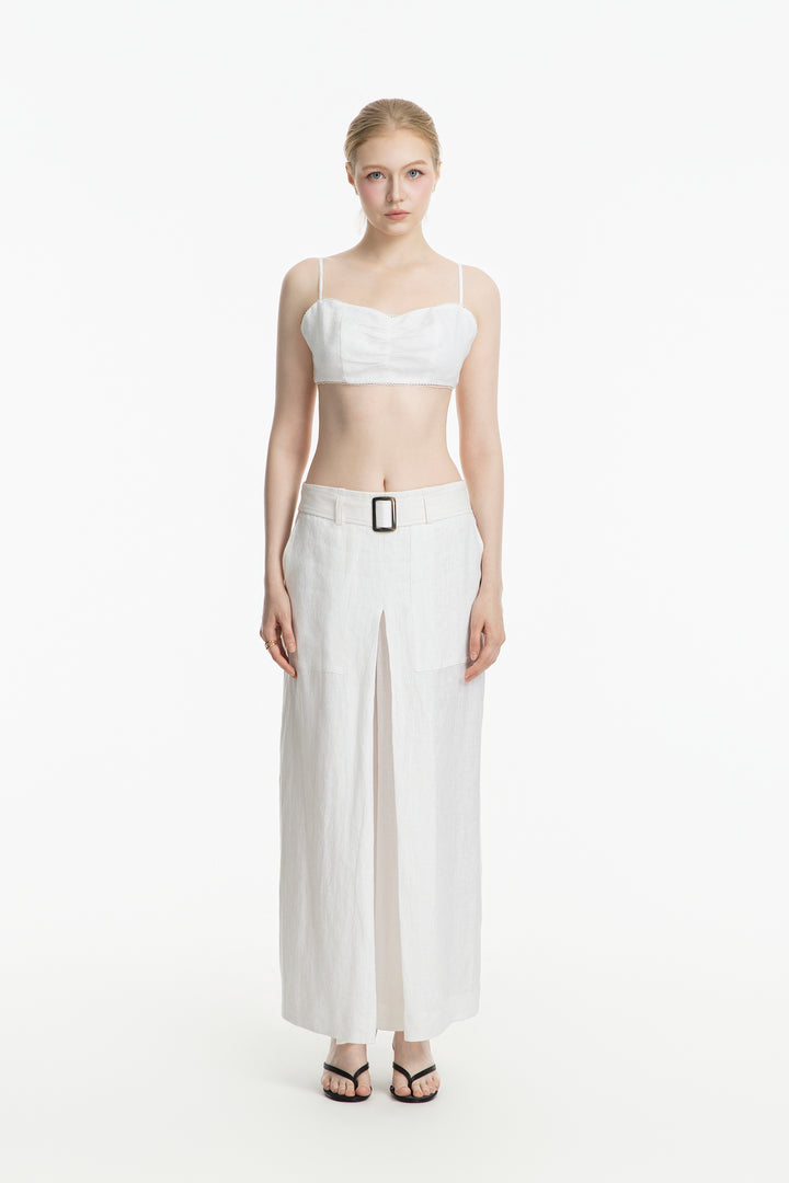 Women's Wide-Leg Belted Trouser | 100% Flax Linen (Adele)