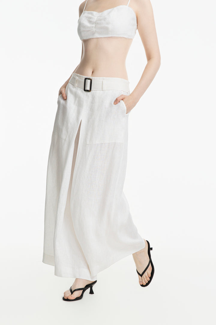 Women's Wide-Leg Belted Trouser | 100% Flax Linen (Adele)
