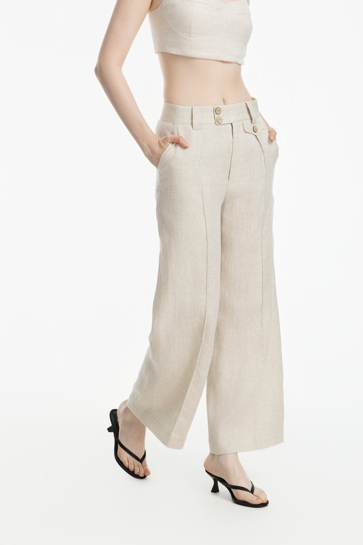 Women's Wide-Leg Dress Pants | 100% Flax Linen (Solene)