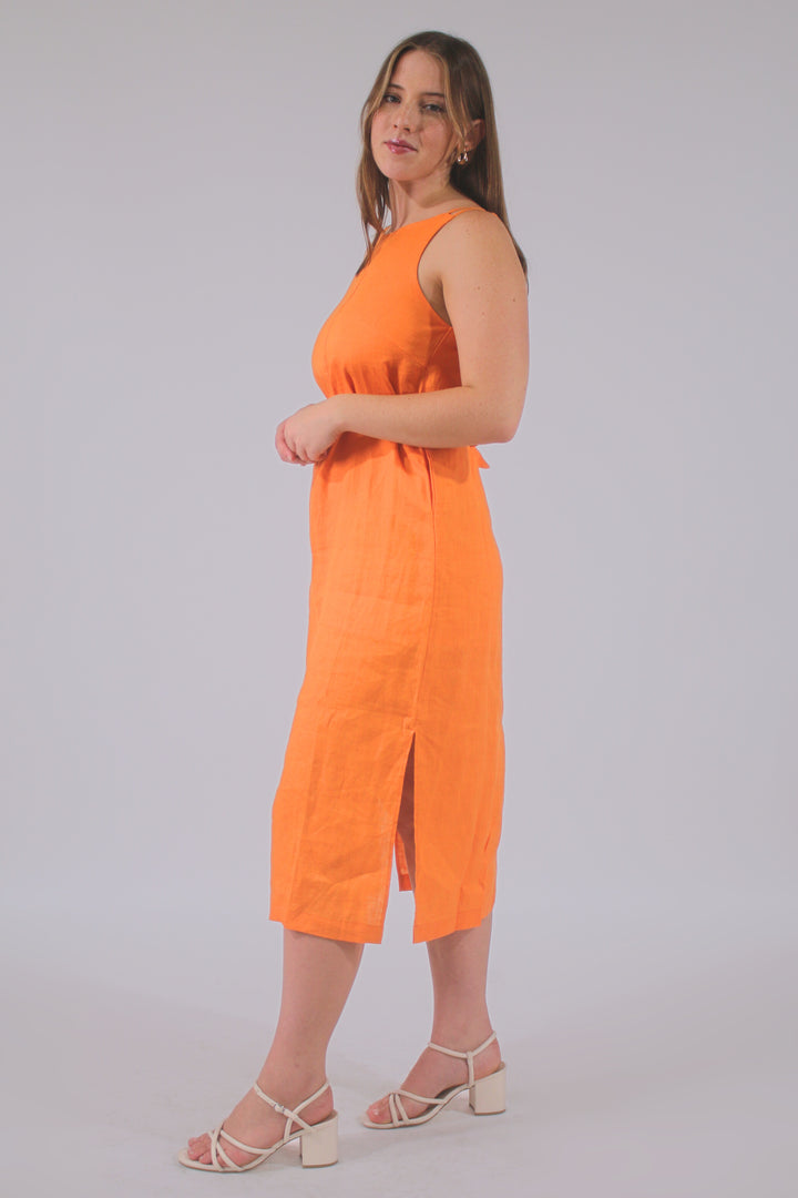 Laura 100% Linen Midi Dress