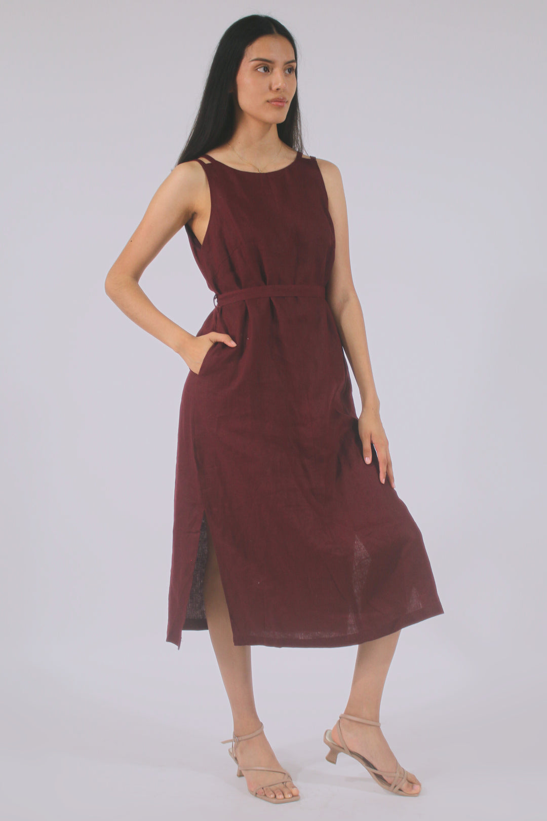 Laura 100% Linen Midi Dress