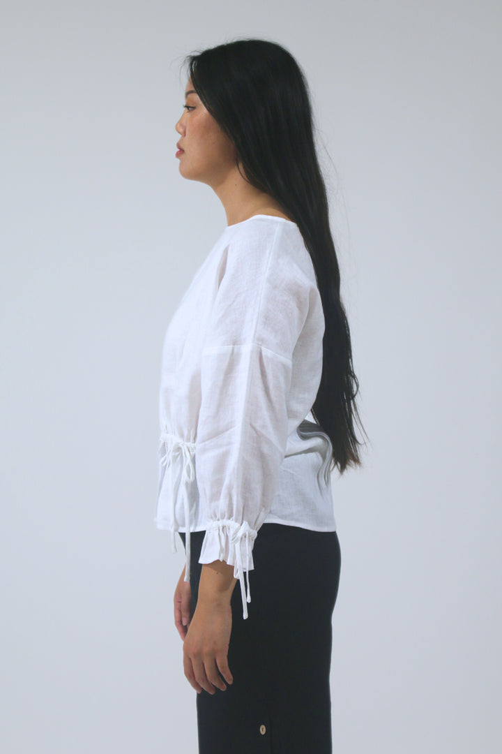 Lena 100% Linen Long Sleeve Blouse