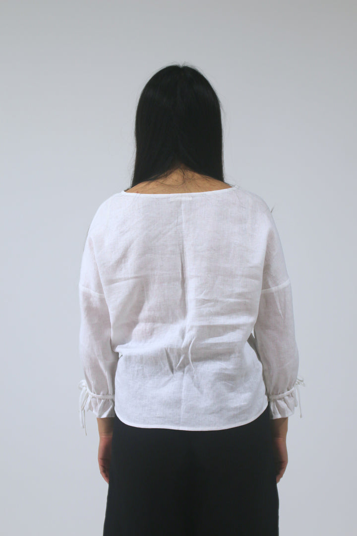 Lena 100% Linen Long Sleeve Blouse