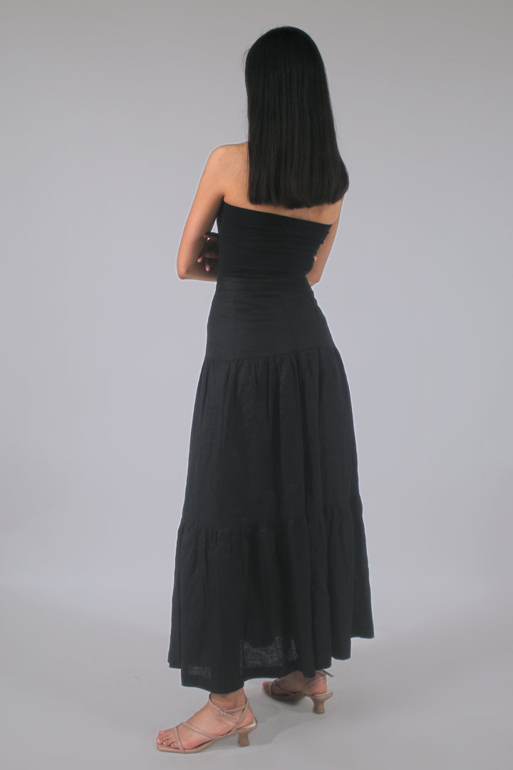 Lily Drop Waist 100% Linen Maxi Skirt