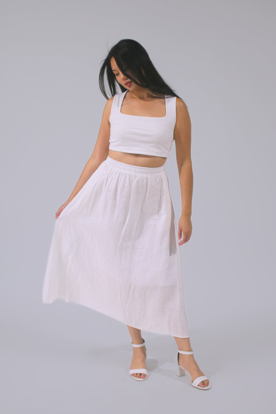 Lucy 100% Linen A-Line Midi Skirt