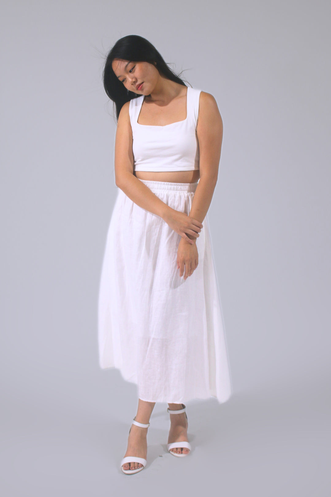 Lucy 100% Linen A-Line Midi Skirt