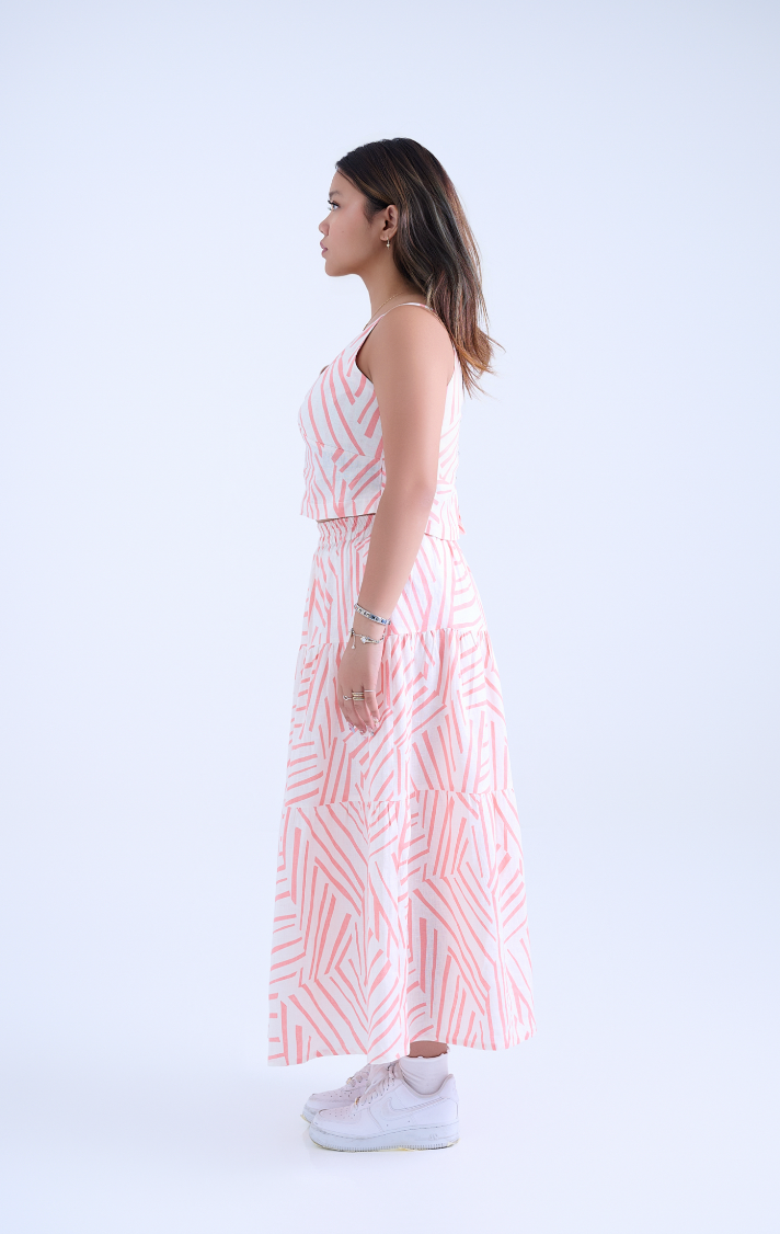 two piece linen dress Asana Light Beige Linen Two-Piece Midi Dress