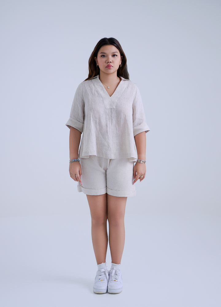 Sophie Timeless 100% Linen V-Neck Top
