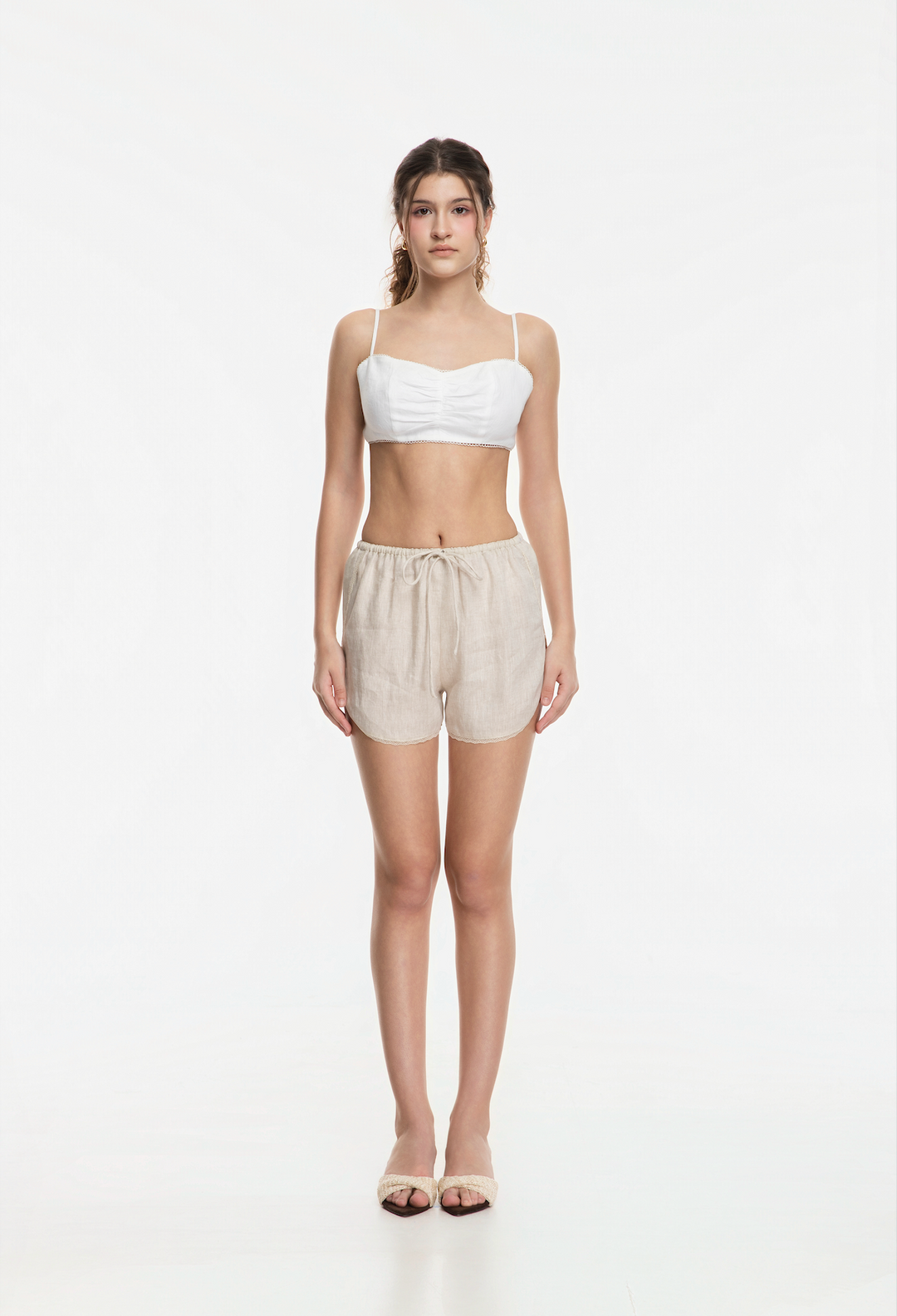 100% Linen Women's Drawstring Sleep Shorts (Sofia)