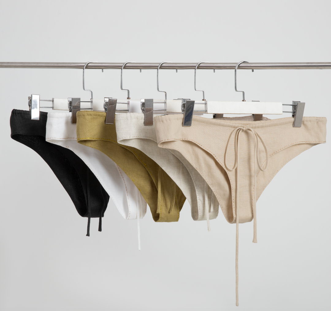100% Linen Women's Drawstring Cheeky Underwear/ Panty