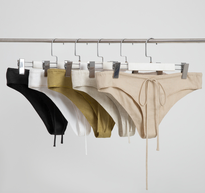100% Linen Women's Drawstring Cheeky Underwear/ Panty