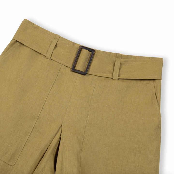 Linen Wide-Leg Belted Trouser | Adele