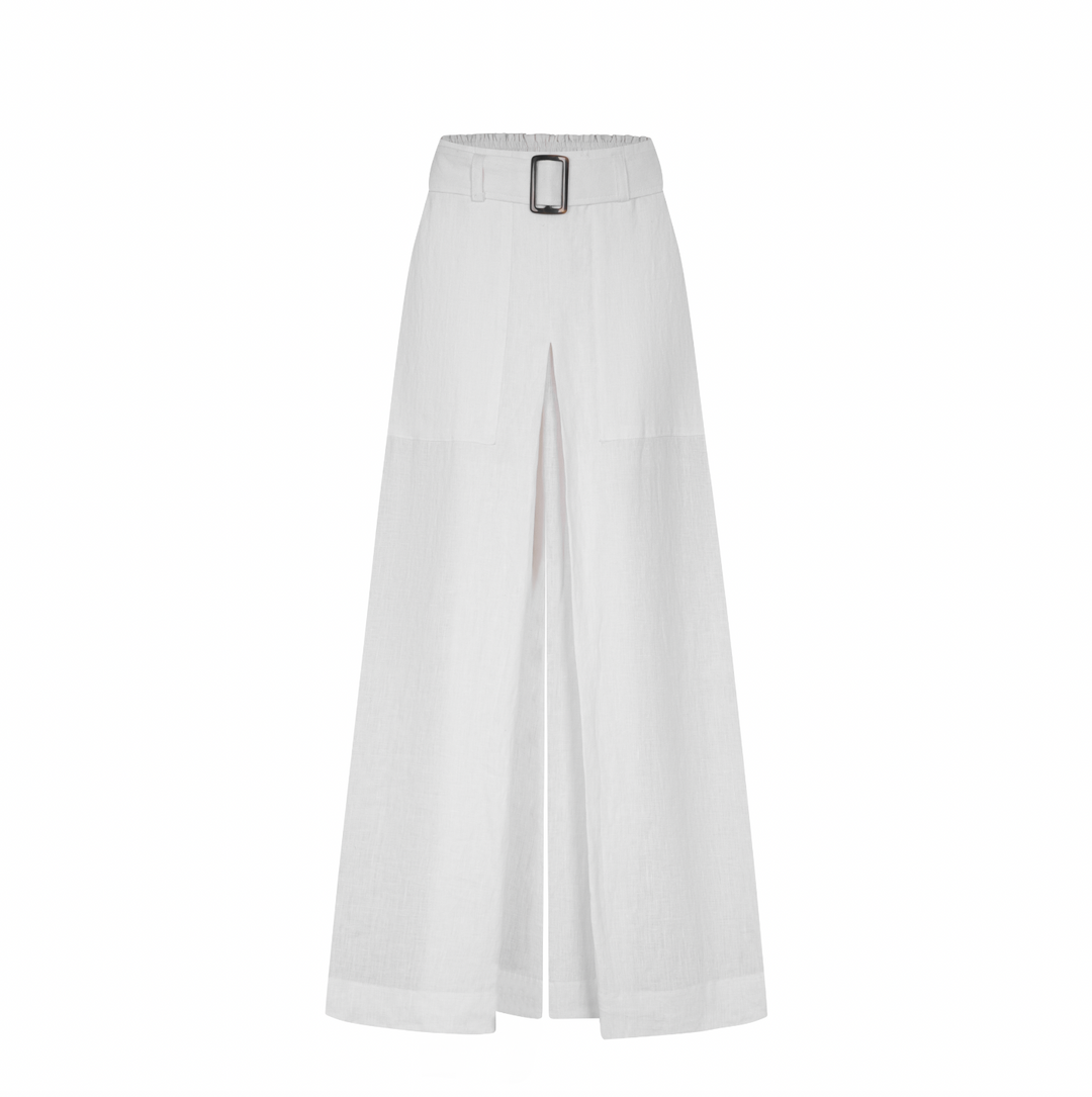Linen Wide-Leg Belted Trouser | Adele