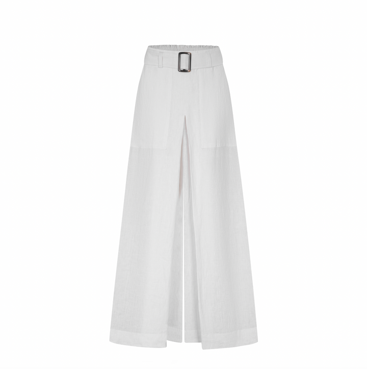 Linen Wide-Leg Belted Trouser | Adele