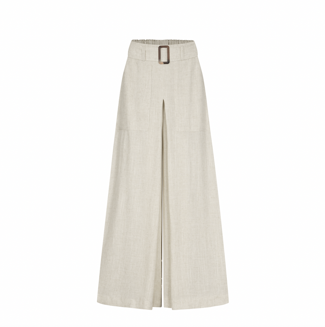 Linen Wide-Leg Belted Trouser | Adele