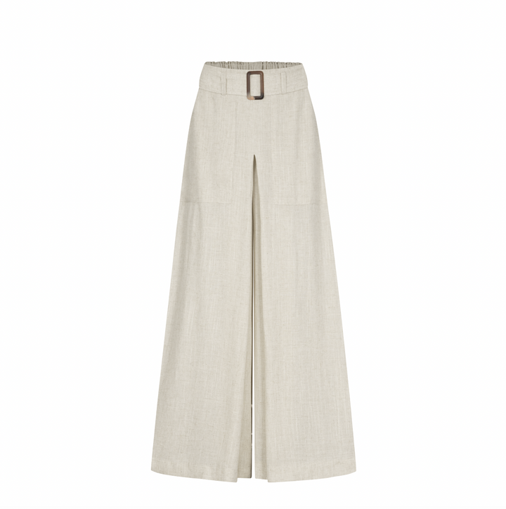 Linen Wide-Leg Belted Trouser | Adele