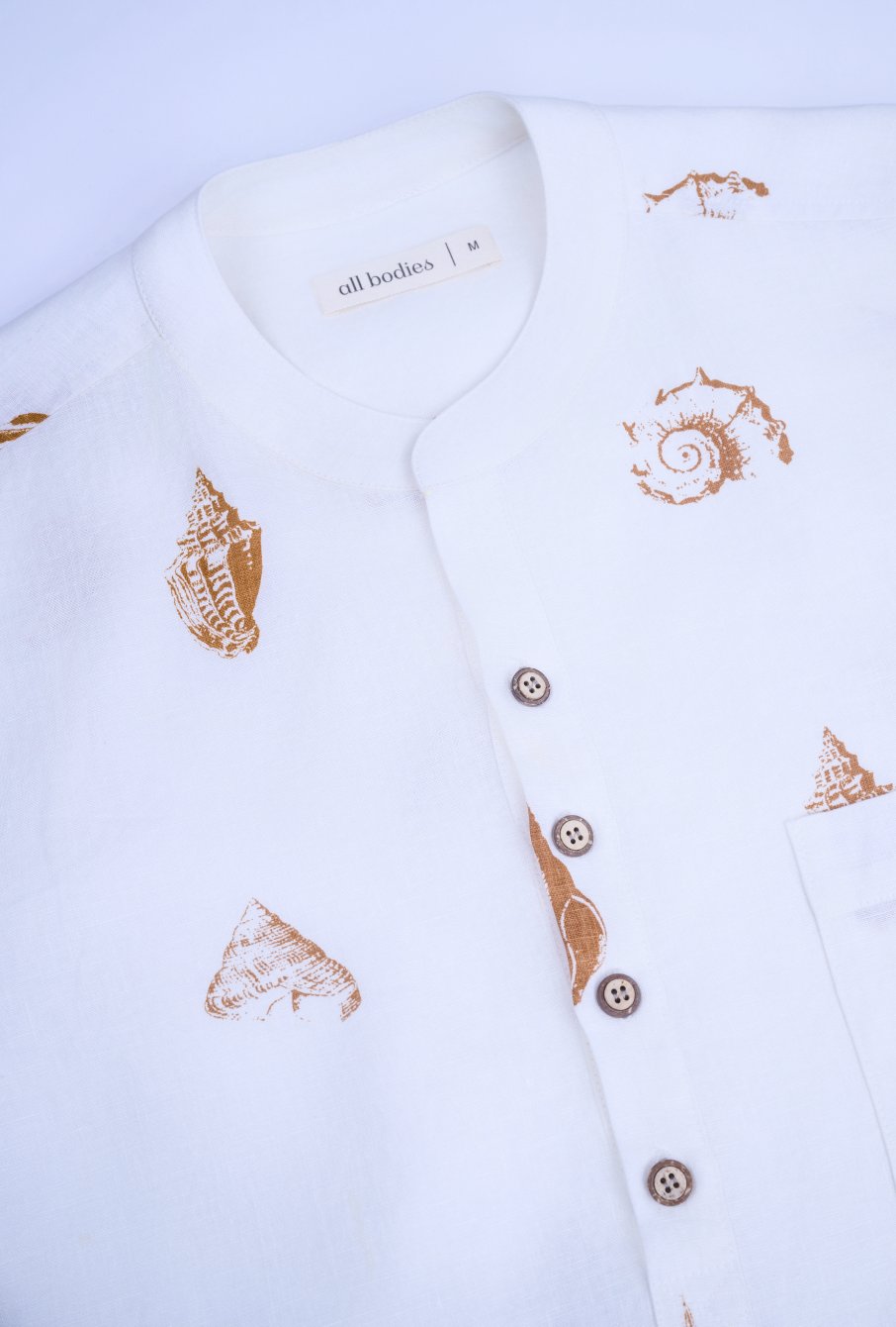 Men's Band Collar 100% Linen Shirt