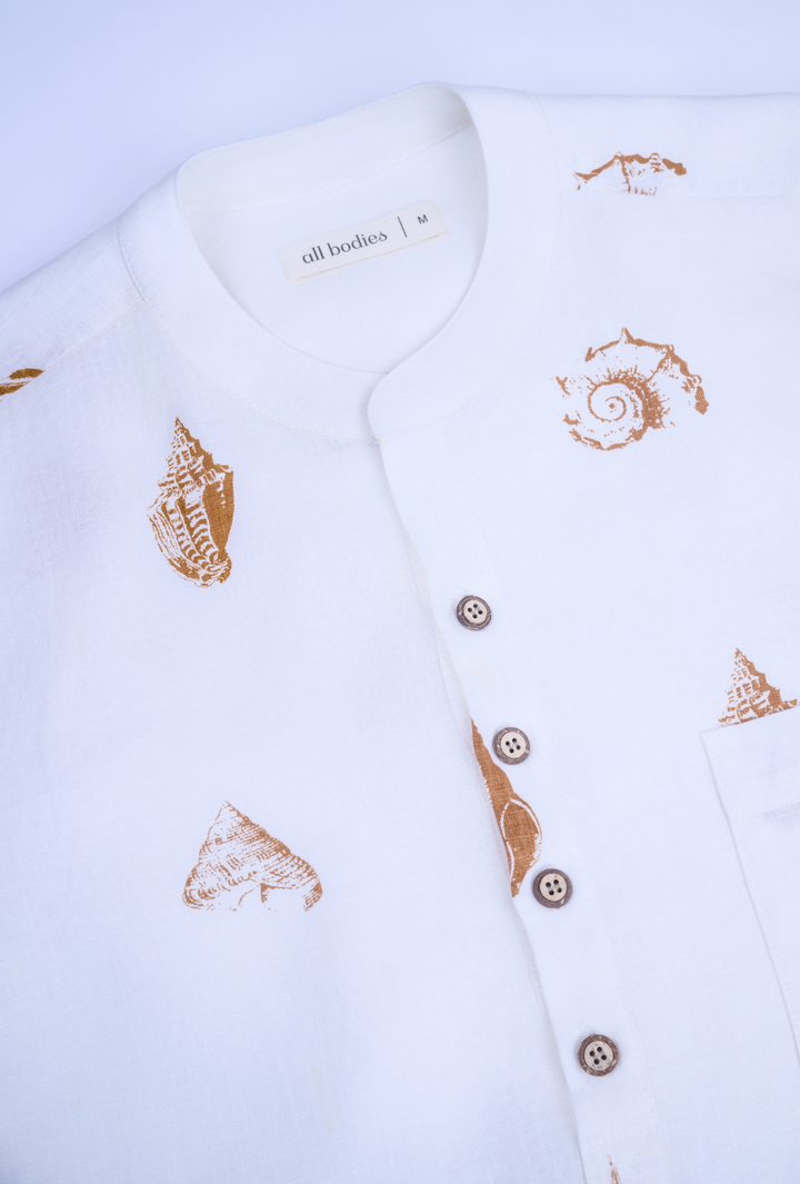 Men's Band Collar 100% Linen Shirt