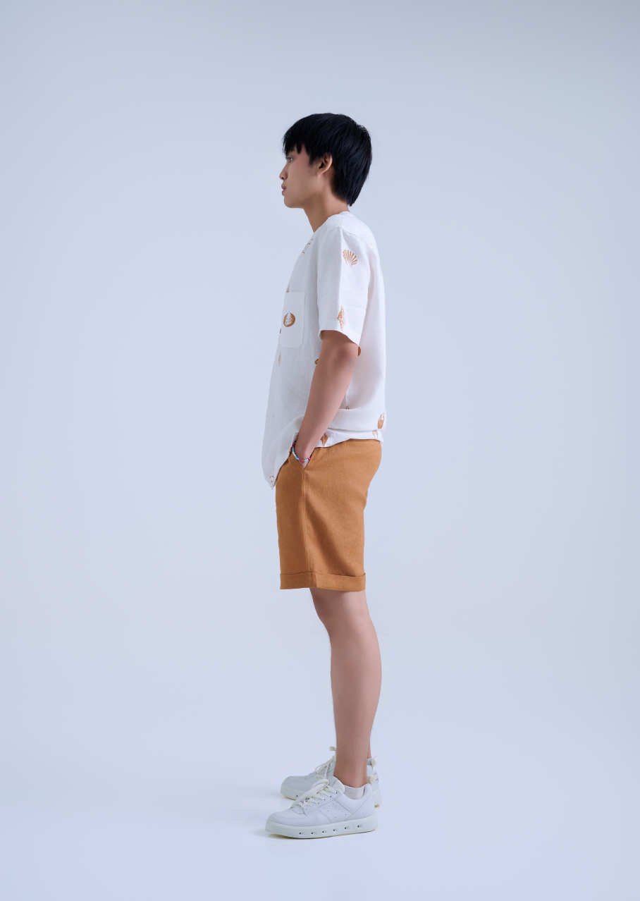 Men's Band Collar 100% Linen Shirt