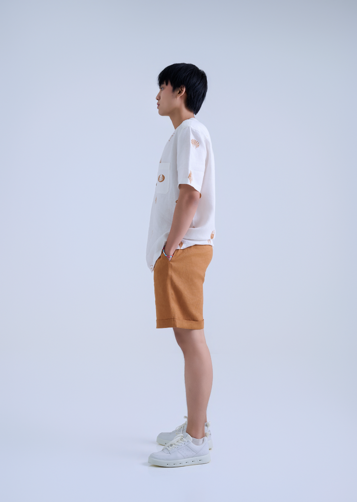 Men's Band Collar 100% Linen Shirt