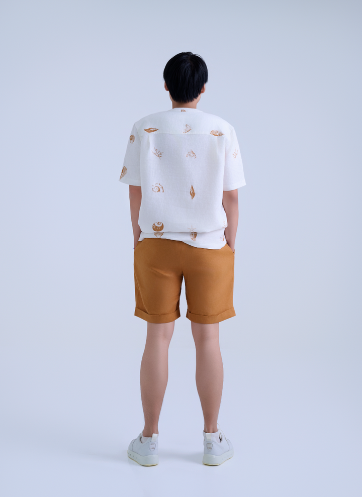 Men's Band Collar 100% Linen Shirt