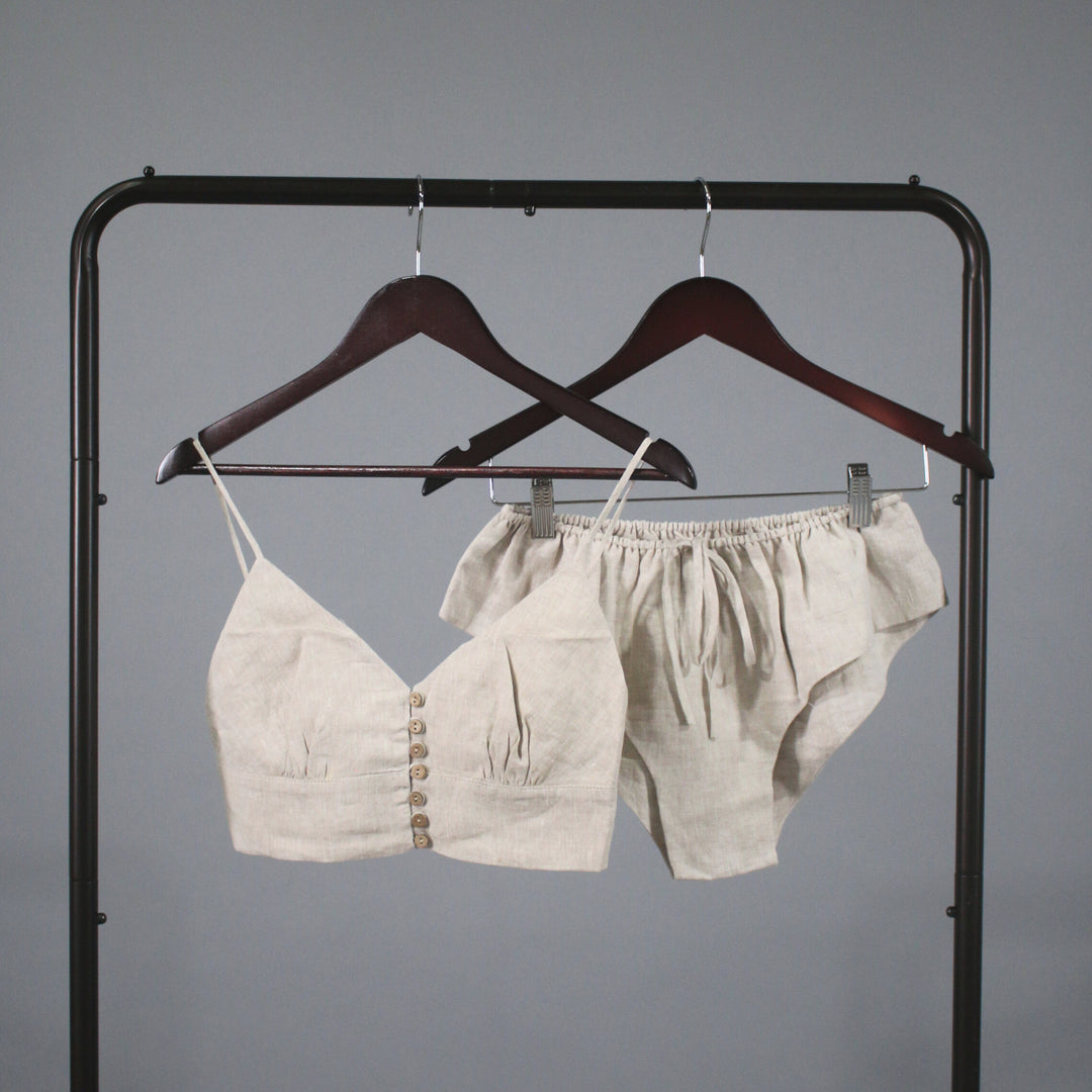 All Bodies 100% Linen Panty and Bralette Set