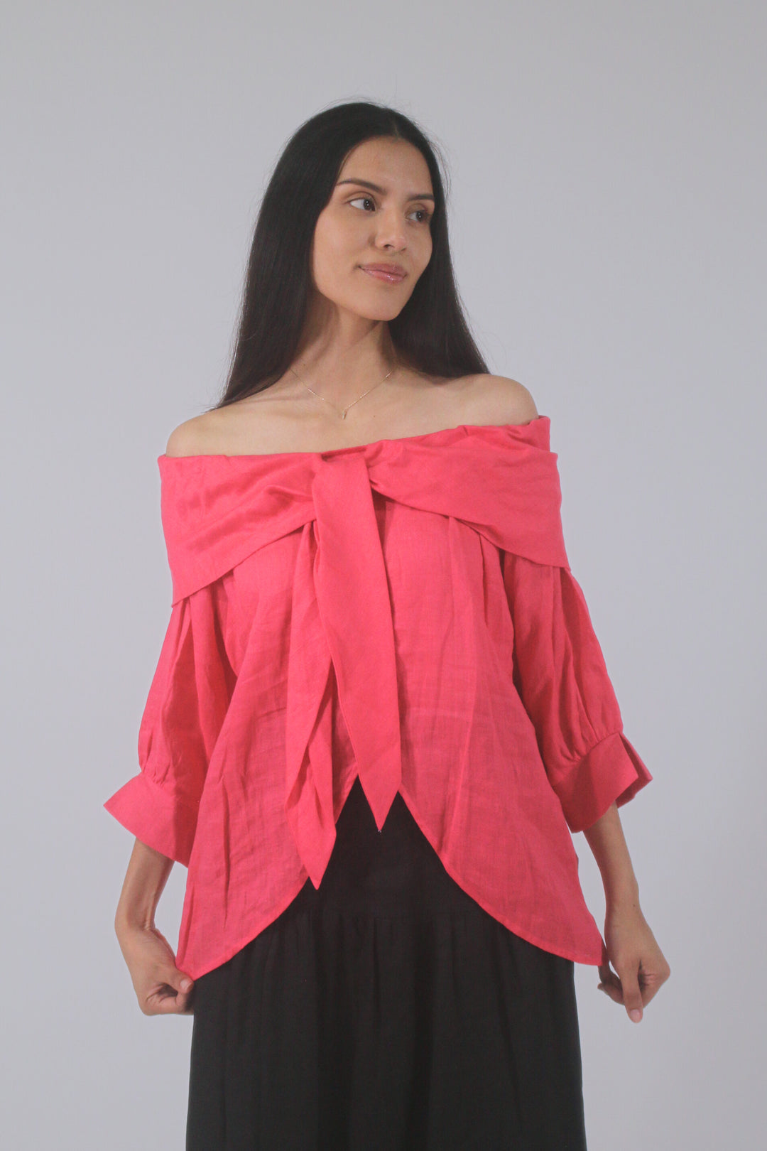 Vivian 100% Linen Off-The-Shoulder Blouse