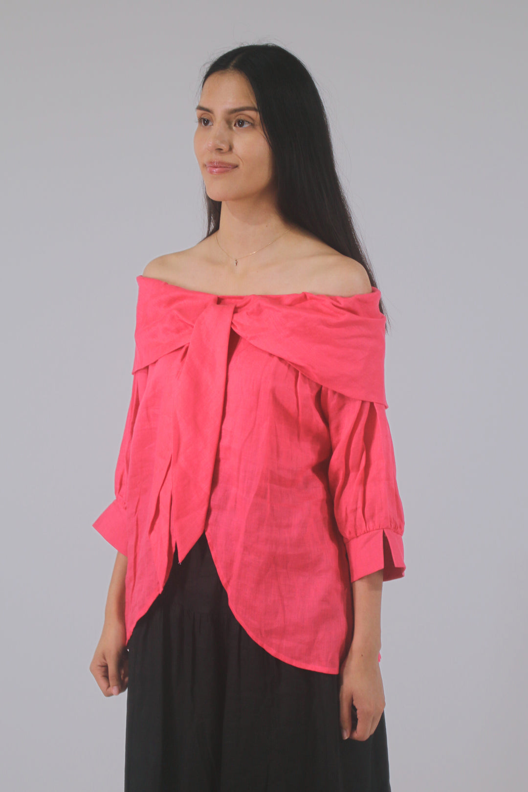 Vivian 100% Linen Off-The-Shoulder Blouse