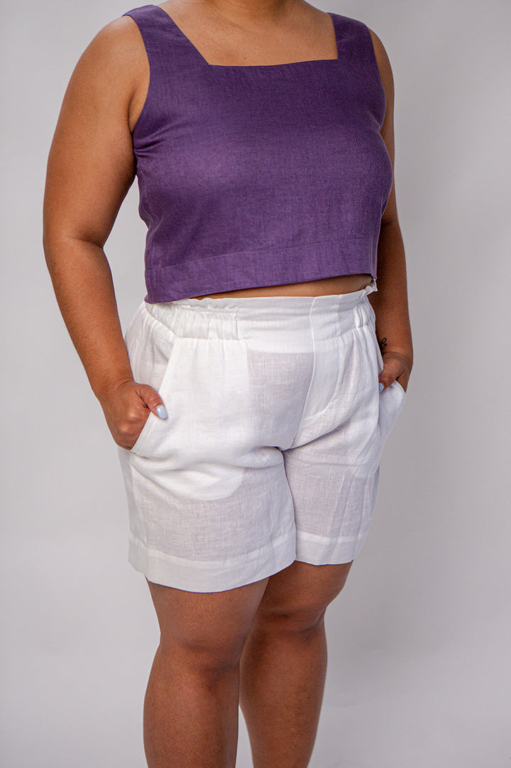 Amber 100% Linen Stretchy Shorts