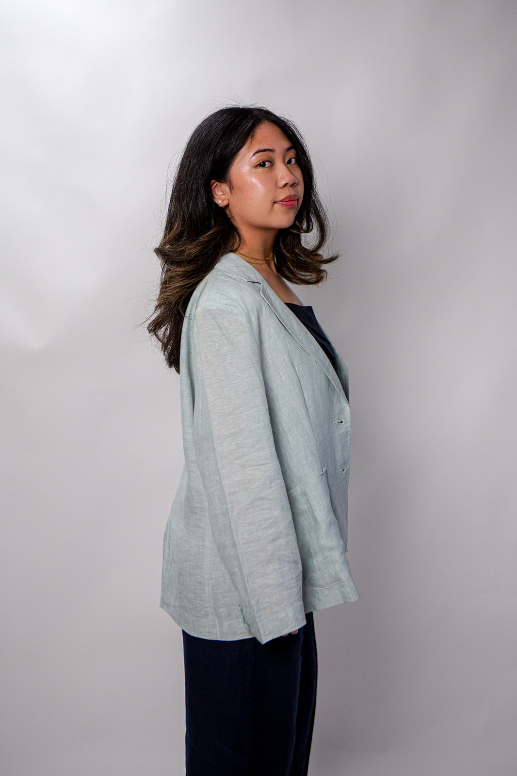 Bleu 100% Linen Oversized Blazer