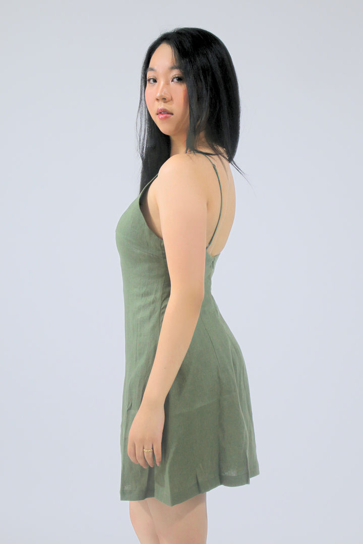 Molly 100% Linen Halter Mini Dress