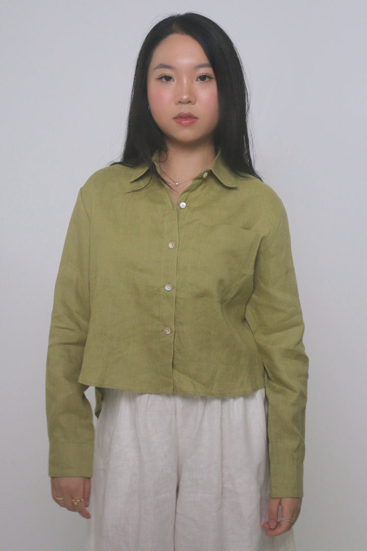 Bow 100% Linen Button Up Shirt