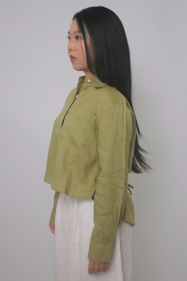 Bow 100% Linen Button Up Shirt