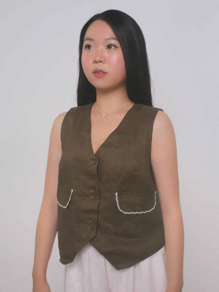 Eloise 100% Linen Vest Shirt