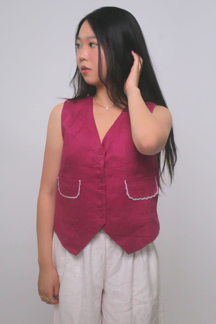 Eloise 100% Linen Vest Shirt